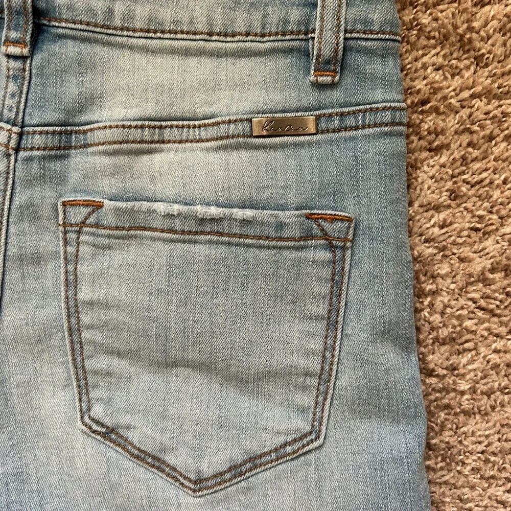 Kancan I Womens High Rise Button Fly Denim Shorts Frayed Hem Light Wash I Size S - Picture 6 of 10